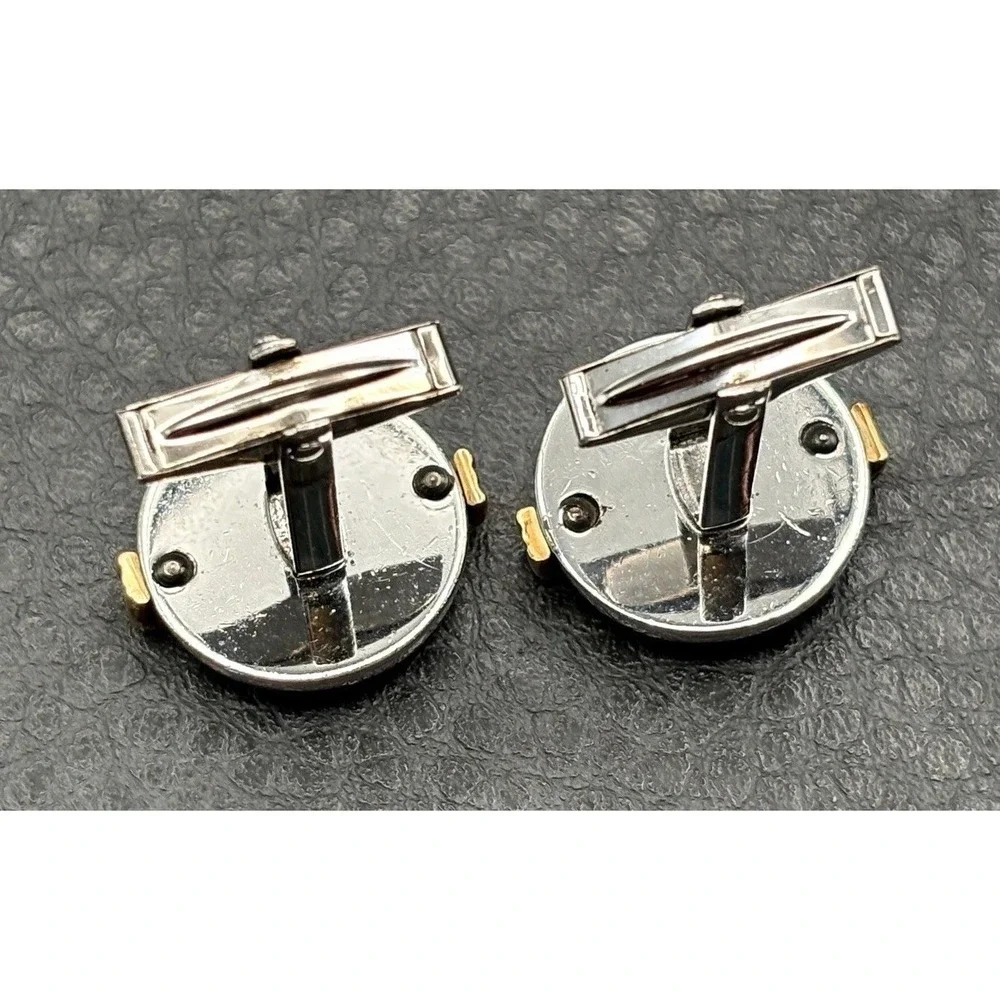 Vintage DOLAN BULLOCK Sterling Silver & 14K Mixed Metal Black Onyx Cufflinks